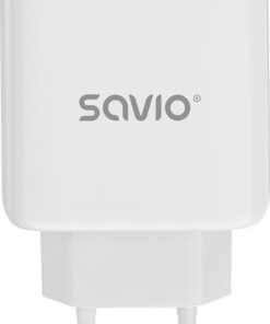 Savio Φορτιστής Χωρίς Καλώδιο με Θύρα USB-A και Θύρα USB-C 20W Power Delivery Λευκός (LA-12)