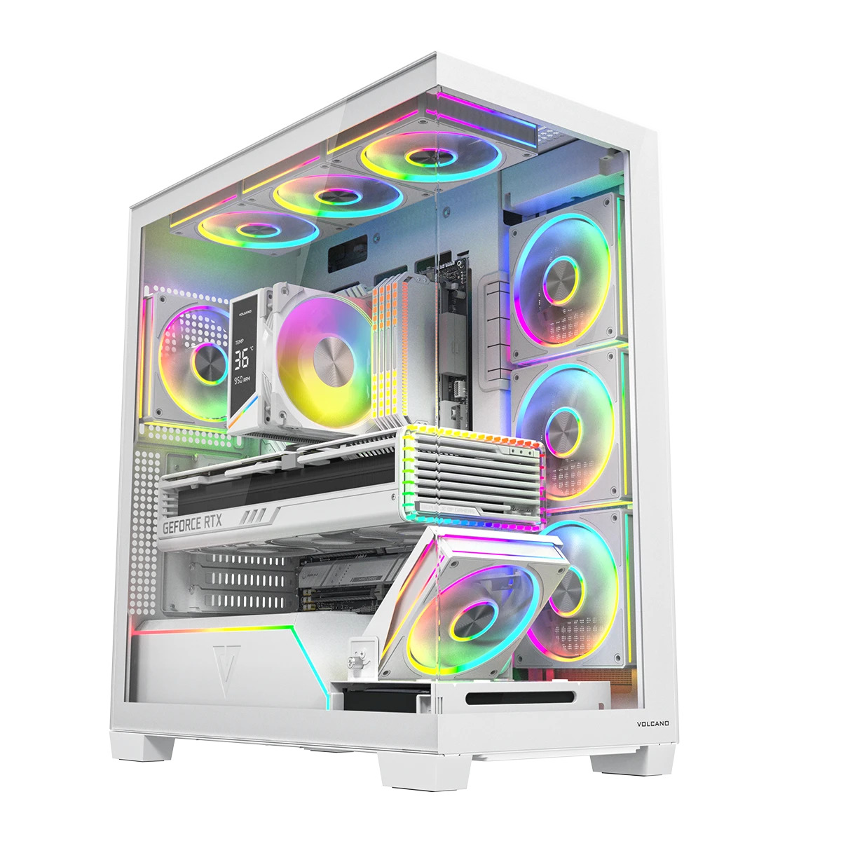 Modecom Volcano Stellar Plus Gaming Midi Tower Κουτί Υπολογιστή με Πλαϊνό Παράθυρο Λευκό