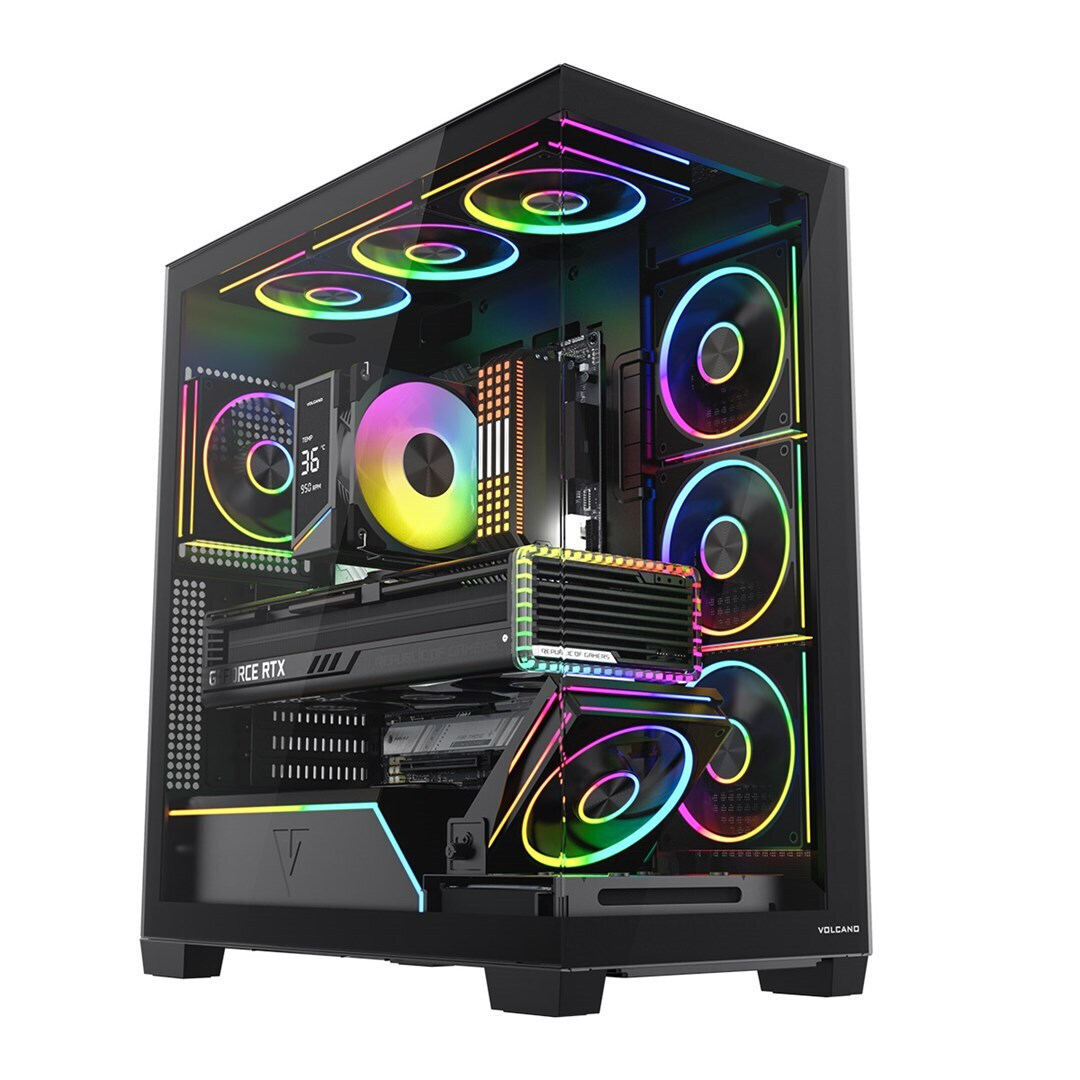 Modecom Volcano Stellar Plus ARGB 8F Midi Tower Κουτί Υπολογιστή με Πλαϊνό Παράθυρο Μαύρο