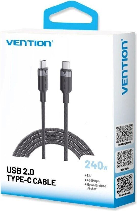 Vention USB 2.0 Cable USB-C male - USB-C 240W Μαύρο 1m - Image 3