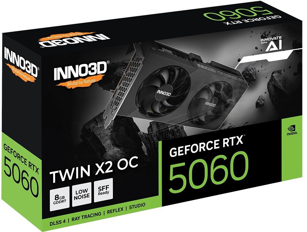 Inno 3D GeForce RTX 5060 8GB GDDR7 Twin X2 OC V2 Κάρτα Γραφικών N50602-08D7X-195071N