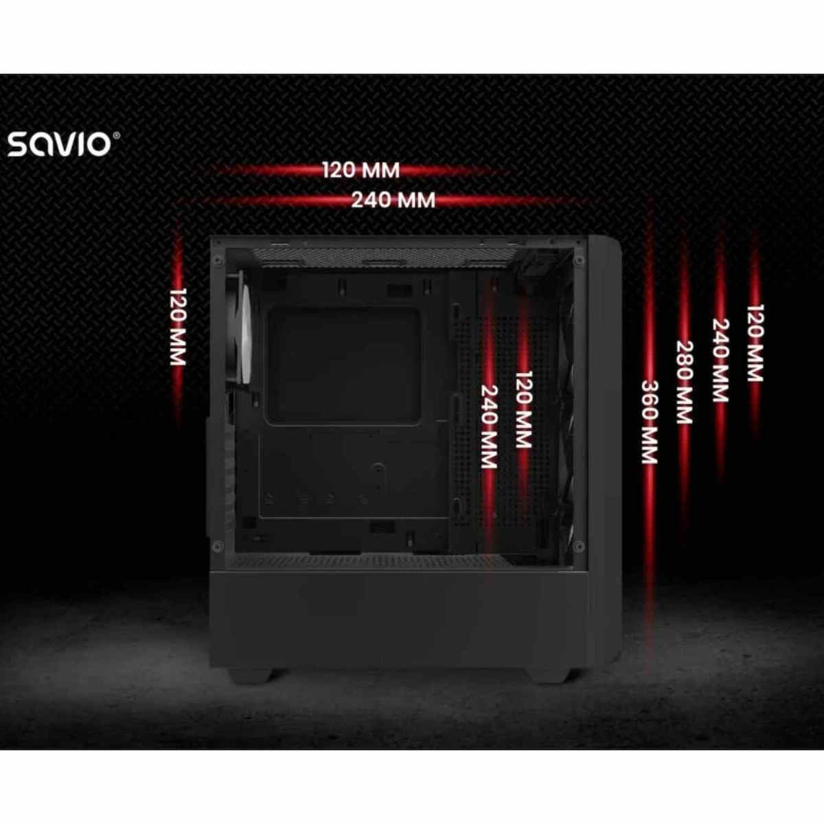 Savio Noctis Flow X1 Gaming Midi Tower Κουτί Υπολογιστή με Πλαϊνό Παράθυρο Μαύρο - Image 7