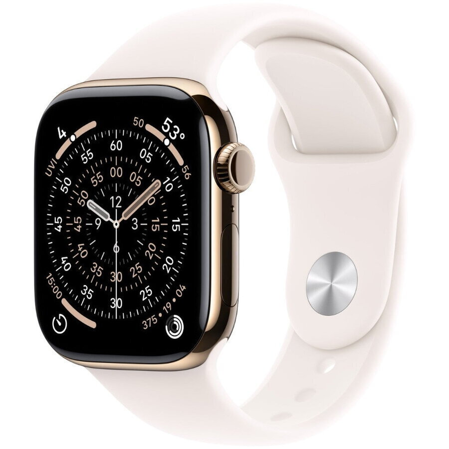 Apple Watch Series 11 Cellular Titanium 46mm Αδιάβροχο με eSIM και Παλμογράφο (Gold Titanium Case with Light Blush Sport Band - M/L)