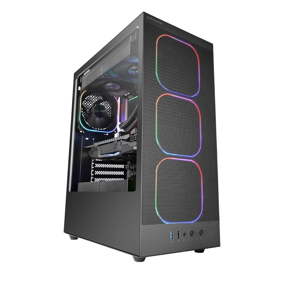 Tacens MARS MC-NEBULA Midi Tower Κουτί Υπολογιστή με Πλαϊνό Παράθυρο και ARGB Φωτισμό Μαύρο