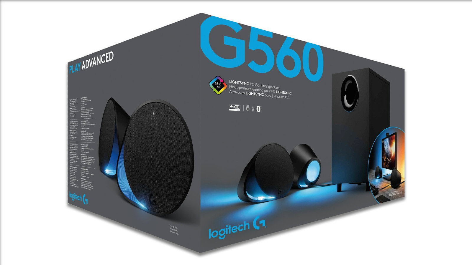 Logitech G560 Ασύρματα Ηχεία Υπολογιστή 2.1 με Bluetooth και Ισχύ 120W σε Μαύρο Χρώμα - Image 6