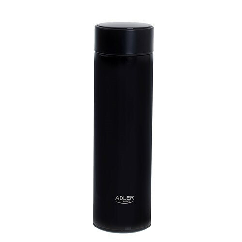 Adler Μπουκάλι Θερμός Ανοξείδωτο 470ml Μαύρο με Επιστόμιο 353643