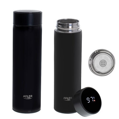 Adler Μπουκάλι Θερμός Ανοξείδωτο 470ml Μαύρο με Επιστόμιο 353643 - Image 2