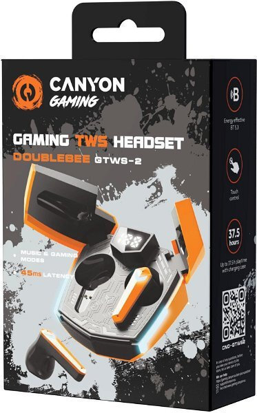 Canyon DoubleBee GTWS-2 In-ear Bluetooth Handsfree Ακουστικά με Θήκη Φόρτισης Πορτοκαλί - Image 4