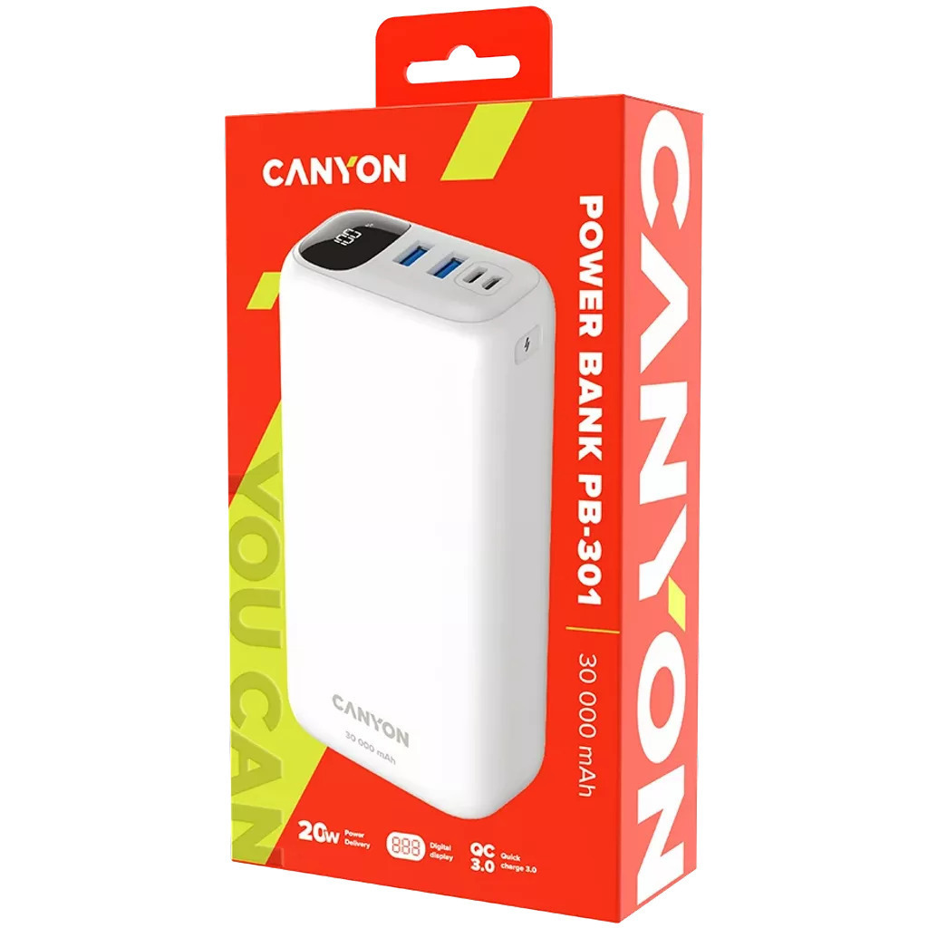 Canyon PB-301 Ηλιακό Power Bank 30000mAh 20W Power Delivery / Quick Charge 3.0 Λευκό - Image 4