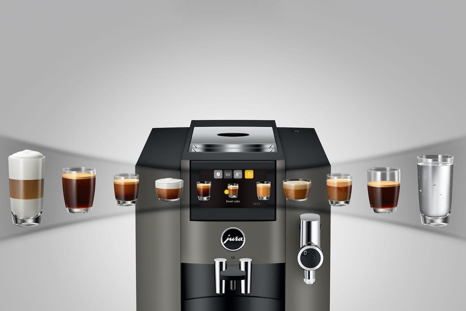 Jura S8 Αυτόματη Μηχανή Espresso 1450W Πίεσης 15bar με Μύλο Άλεσης Dark Inox - Image 2