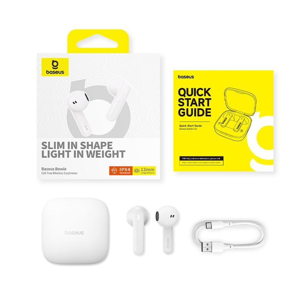 Baseus Bowie E16 In-ear Bluetooth Handsfree Ακουστικά με Αντοχή στον Ιδρώτα και Θήκη Φόρτισης Λευκά - Image 4