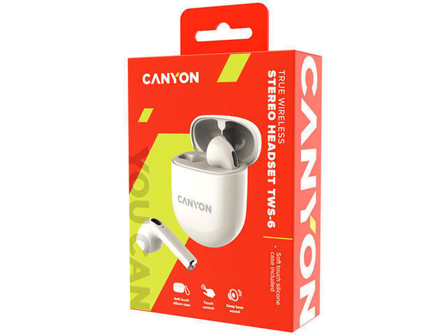 Canyon In-ear Bluetooth Handsfree Ακουστικά με Θήκη Φόρτισης Μπεζ - Image 5