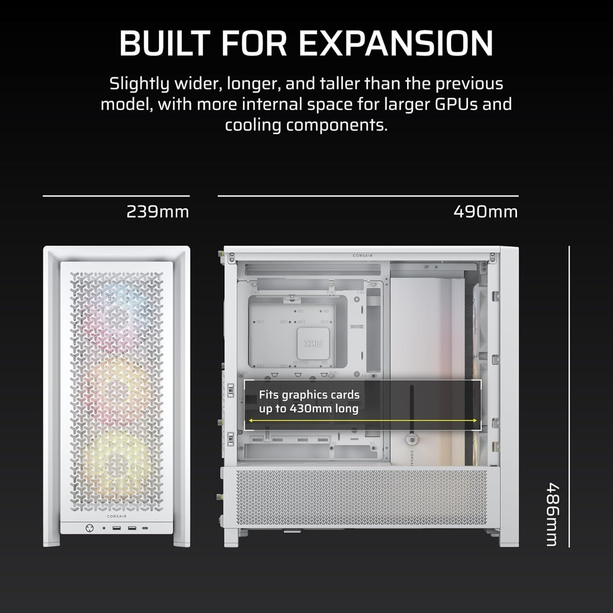 Corsair Frame 4000D RS Midi Tower Κουτί Υπολογιστή με RGB Φωτισμό Λευκό - Image 5