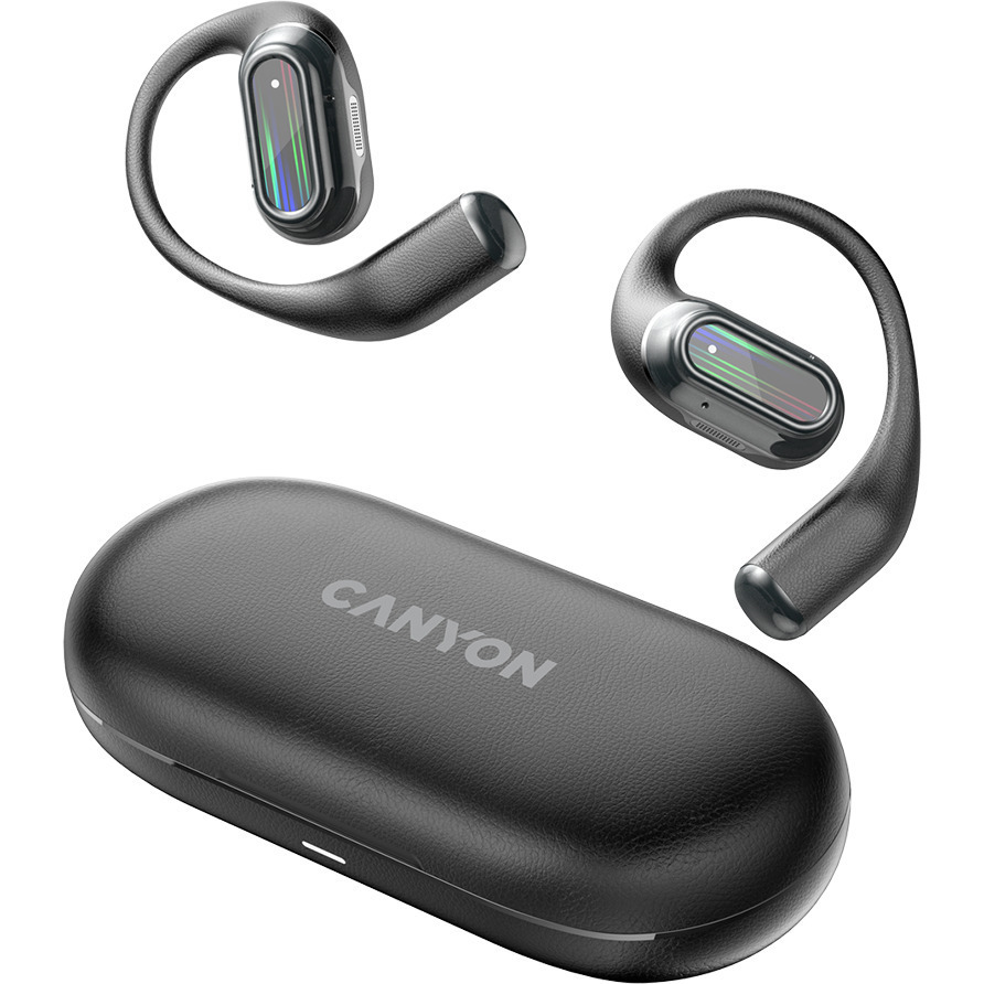 Canyon OnFlow 12 Open Ear Bluetooth Handsfree Ακουστικά με Θήκη Φόρτισης Μαύρα