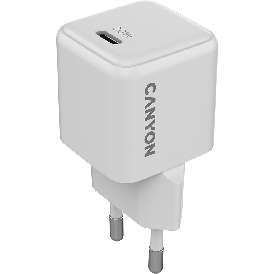 Canyon Φορτιστής με Ενσωματωμένο Καλώδιο GaN με Θύρα USB-C 20W Power Delivery Λευκός (CNS-CUW20C) - Image 2