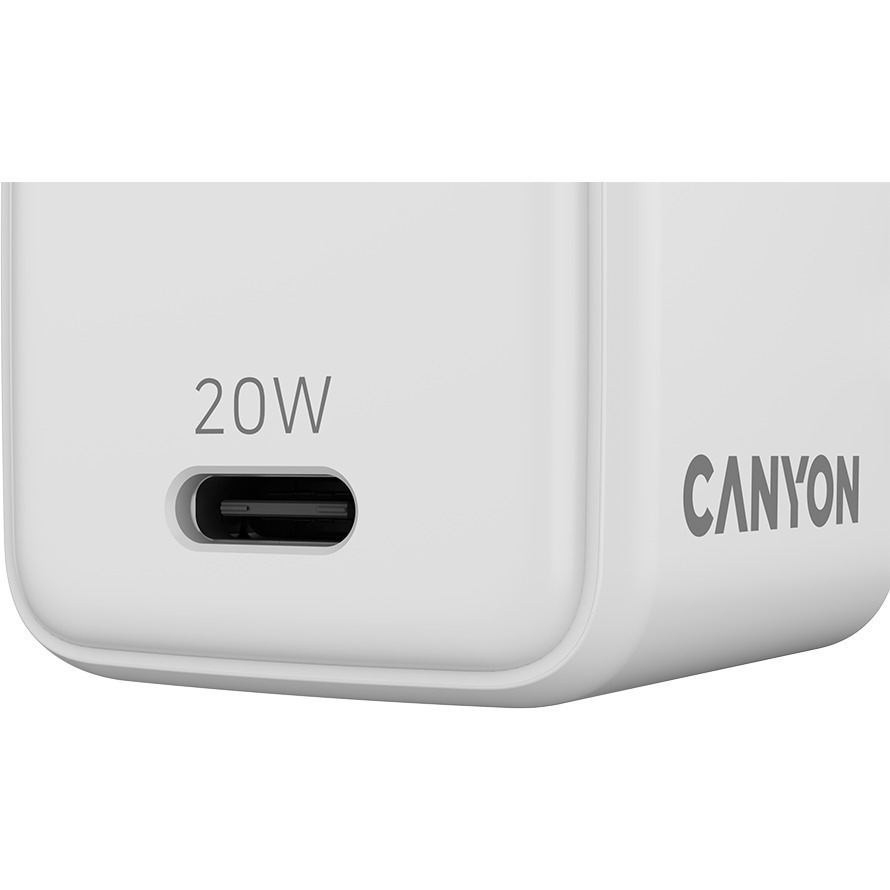 Canyon Φορτιστής με Ενσωματωμένο Καλώδιο GaN με Θύρα USB-C 20W Power Delivery Λευκός (CNS-CUW20C) - Image 3