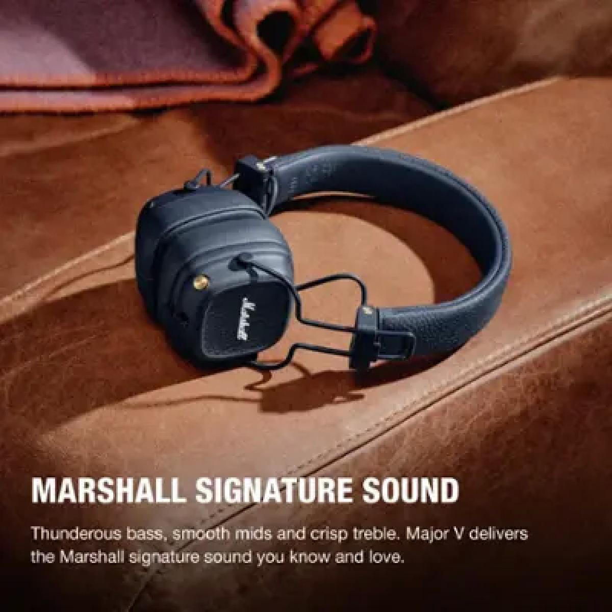 Marshall Major V Ασύρματα / Ενσύρματα On Ear Ακουστικά με 100 ώρες Λειτουργίας και Quick Charge Midnight Blue - Image 3