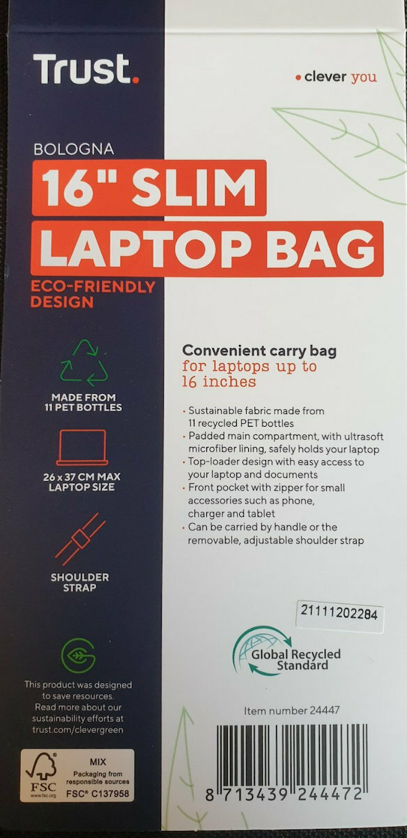 Trust Bologna Τσάντα Ώμου / Χειρός για Laptop 16" σε Πράσινο χρώμα - Image 8