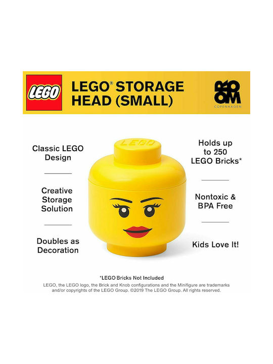 LEGO Παιδικό Κουτί Αποθήκευσης από Πλαστικό S Girl Head Κίτρινο 16x16x18cm 40311725 - Image 6