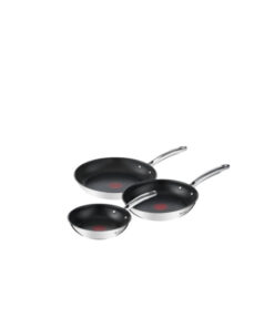 Tefal Duetto+ Σετ Τηγάνια από Ανοξείδωτο Ατσάλι Silver με Κεραμική Επίστρωση G732S334 3τμχ