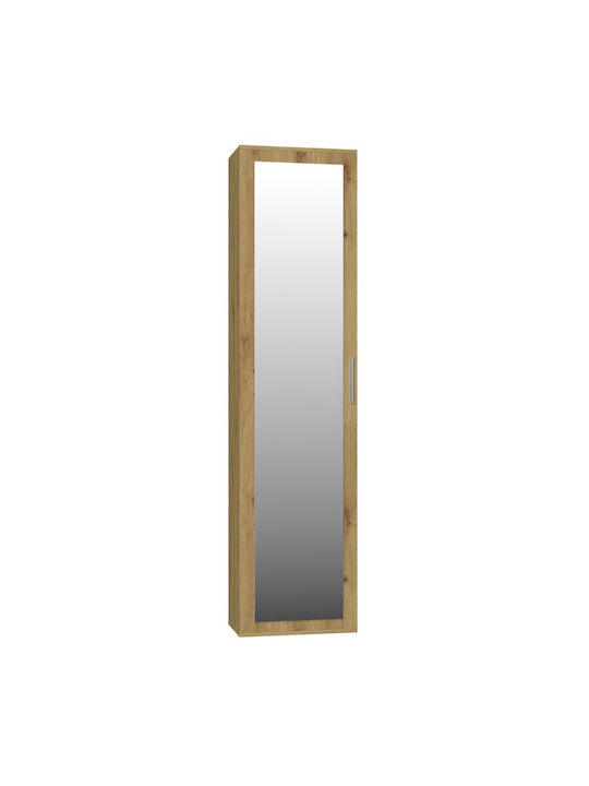 Duo Μονόφυλλη Ντουλάπα με Καθρέπτη Oak 50x35x180cm