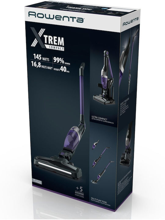 Rowenta X-trem Compact Επαναφορτιζόμενη Σκούπα 2 σε 1 Stick & Χειρός 16.8V Μωβ - Image 12