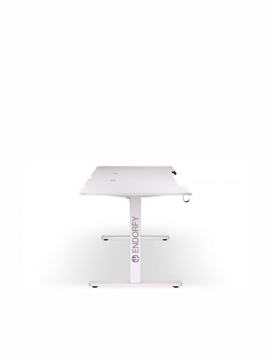 Ηλεκτρικό Γραφείο Gaming Ξύλινο White με Μεταλλικά Πόδια, Ρυθμιζόμενο Ύψος & LED 150x78x72εκ. EY8E002 - Image 4
