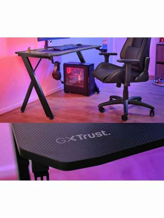 Γραφείο Gaming GXT700 Omnius Ξύλινο Μαύρο με Μεταλλικά Πόδια & USB θύρες 120x60x74εκ. 25420 - Image 7