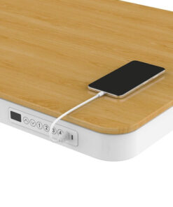 Ηλεκτρικό Γραφείο Ξύλινο White/oak με Μεταλλικά Πόδια & USB θύρες 140x70εκ.