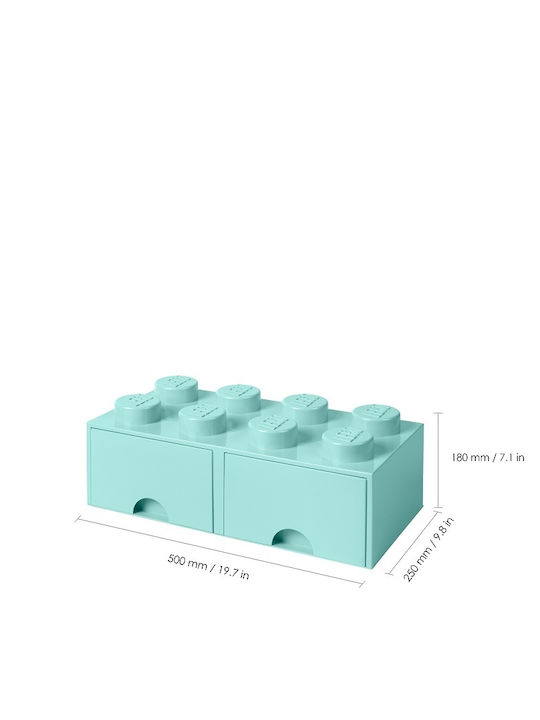 LEGO Παιδικό Κουτί Αποθήκευσης από Πλαστικό 8 Knobs Τιρκουάζ 50x25x17cm 40061742 - Image 8
