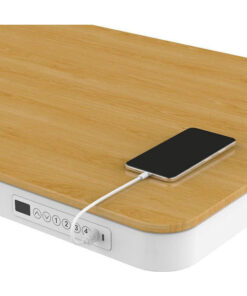 Alternative view of Ηλεκτρικό Γραφείο Ξύλινο White/oak με Μεταλλικά Πόδια & USB θύρες 140x70εκ.