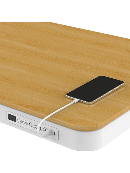 Ηλεκτρικό Γραφείο Ξύλινο White/oak με Μεταλλικά Πόδια & USB θύρες 140x70εκ. - Image 2