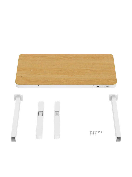 Ηλεκτρικό Γραφείο Ξύλινο White/oak με Μεταλλικά Πόδια & USB θύρες 140x70εκ. - Image 5