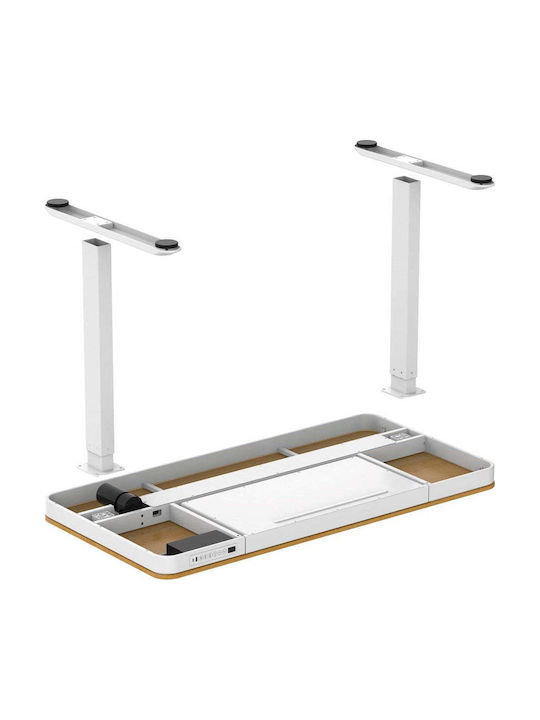 Ηλεκτρικό Γραφείο Ξύλινο White/oak με Μεταλλικά Πόδια & USB θύρες 140x70εκ. - Image 9
