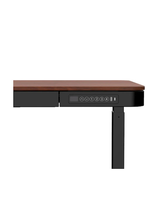 Ηλεκτρικό Γραφείο Ξύλινο Black/walnut με Μεταλλικά Πόδια & USB θύρες 140x70x50εκ. - Image 4