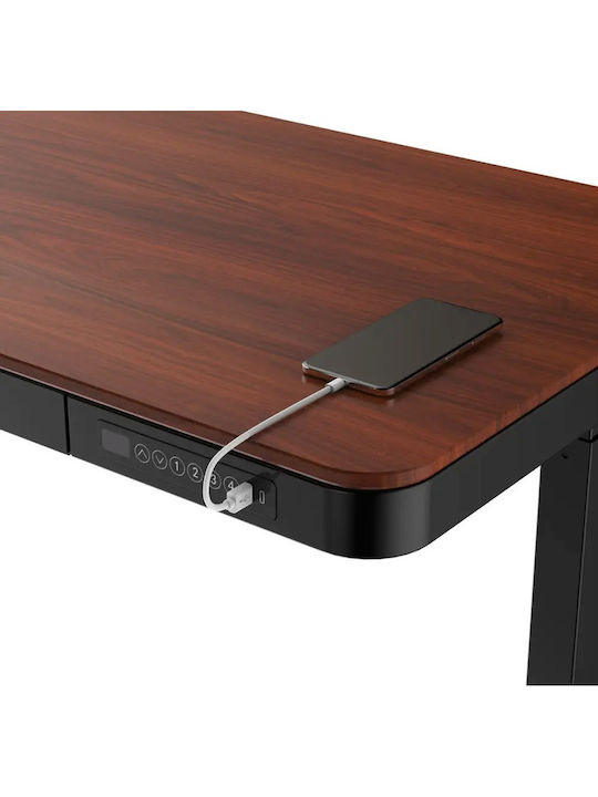 Ηλεκτρικό Γραφείο Ξύλινο Black/walnut με Μεταλλικά Πόδια & USB θύρες 140x70x50εκ. - Image 9