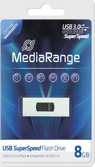 MediaRange 8GB USB 3.0 Stick Λευκό - Image 2