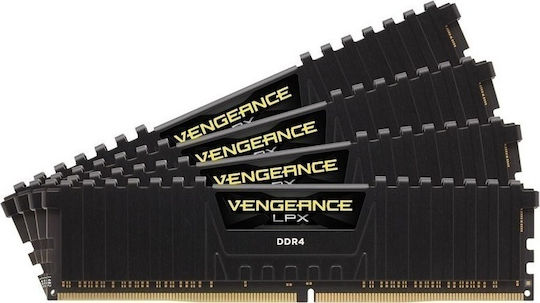 Corsair Vengeance LPX DDR4 64GB RAM με 4x16GB Modules και Ταχύτητα 2666 για Desktop CMK64GX4M4A2666C16