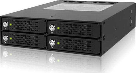 Icy Dock ToughArmor Rugged Full Metal 4 Bay 2.5 Inch SATA/SAS HDD And SDD Backplane Cage with locking Trays for External 5.25 Inch Bay Μαύρο MB994SK-1B