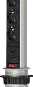 Brennenstuhl Tower 3 Πολύπριζο 3 Θέσεων με 2 USB-A, Διακόπτη και Καλώδιο 2m 1396200013