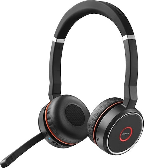 Jabra Evolve 75 MS Duo + Link 370 Ασύρματα On Ear Multimedia Ακουστικά με μικροφωνο και σύνδεση Bluetooth / USB-A