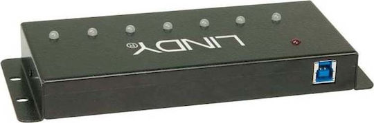 Lindy USB 3.0 Hub 7 Θυρών με σύνδεση USB-A και Εξωτερική Παροχή Ρεύματος (43128) - Image 3