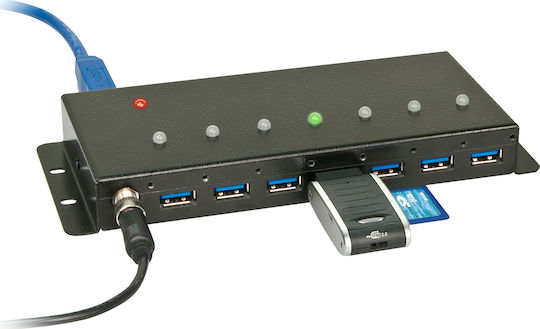 Lindy USB 3.0 Hub 7 Θυρών με σύνδεση USB-A και Εξωτερική Παροχή Ρεύματος (43128) - Image 2