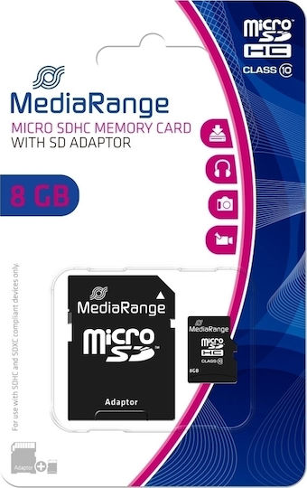 MediaRange microSDHC 8GB Class 10 High Speed με αντάπτορα - Image 2