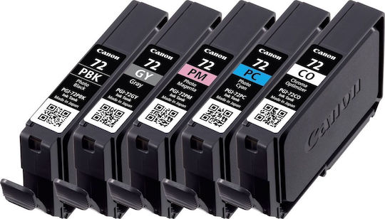 Canon PGI-72 Γνήσιο Πακέτο 5 Μελανιών Εκτυπωτή InkJet Photo Κυανό / Photo Ματζέντα / Photo Μαύρο / Γκρι / Chroma Optimizer (6403B007) - Image 2