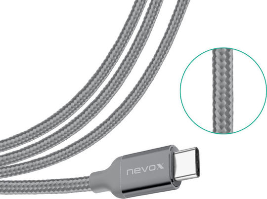 Nevox Braided USB 3.0 Cable USB-C male - USB-A male Γκρι 1m (TC-1457) - Image 5