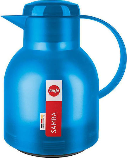 Emsa Jug Quick Press Translucent Κανάτα Θερμός Πλαστικό 1lt Μπλε με Λαβή - Image 2