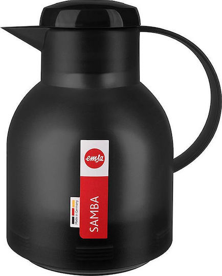 Emsa Samba Vacuum Jug Quick Press Κανάτα Θερμός Πλαστικό 1lt Μαύρο με Λαβή - Image 2