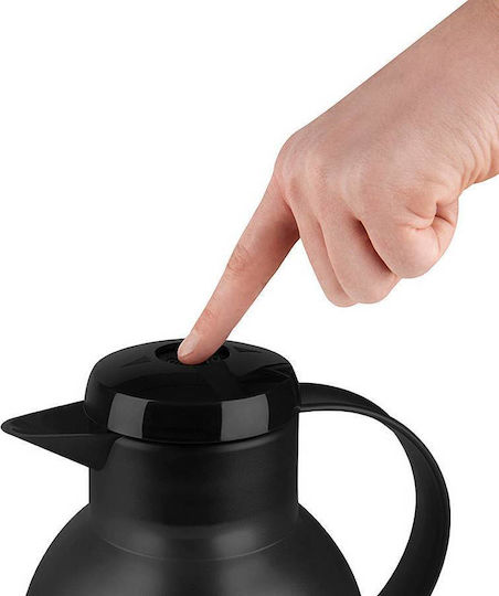Emsa Samba Vacuum Jug Quick Press Κανάτα Θερμός Πλαστικό 1lt Μαύρο με Λαβή - Image 6