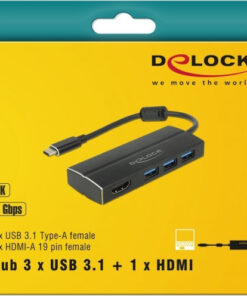 Alternative view of DeLock USB-C Docking Station με HDMI 4K Μαύρο (63931)